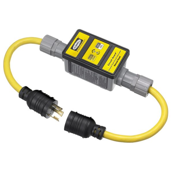 Hubbell Wiring Device-Kellems Portable GFCI, 30 AMP, 250 Volt, Self Test, Automatic Set, 25 FT Cord, Triple Tap, Yellow GFPILST30250LKA
